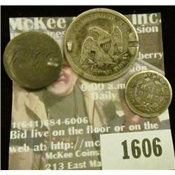 1606 _ Love Token LSM on Liberty Seated Quarter, CHB on Liberty Seated Dime, IH on Liberty Seated Ha
