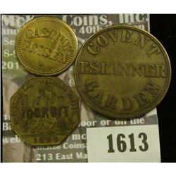 1613 _ 31mm Brass Covent T. Skinner Garden One Shilling Token, 18mm Brass Glasthof Frisen, 15, Token