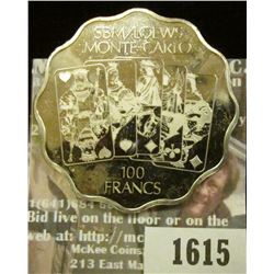 1615 _ SBM/Loews Monte-Carlo 100 Francs. Gaming Token Silver Colored Proof Like BU.