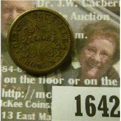 1642 _ 1863 Oliver Boutwell Civil War Token, 890B-1b 19mm Brass. VF.