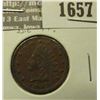 Image 1 : 1657 _ 1863 Civil War Token. Indian Head on Obv. Rev Flags Drum and Cannons. EF