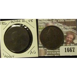 1667 _ 1806, 1877 Great Gritain Pennies.