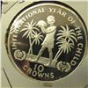 Image 2 : 1689 _ 1982 Turks and Caicos, Islands. Silver 10 Crowns. International Year of the Child. Proof
