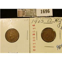 1696 _ (2) 1903 Indian Head Cents. EF-40.