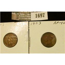 1697 _ (2) 1903 Indian Head Cents. EF-40.
