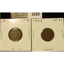 1698 _ (2) 1903 Indian Head Cents. VF-20.