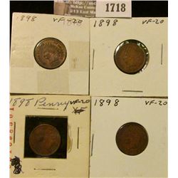 1718 _ (4) 1898 Indian Head Cents. VF-20.