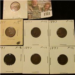 1721 _ (7) 1897 Indian Head Cents. F-12.