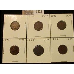 1725 _ (6) 1896 Indian Head Cents. VG-8.