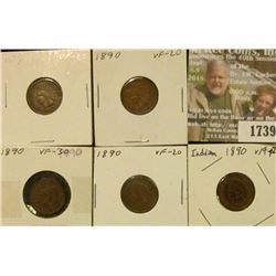 1739 _ (5) 1890 Indian Head Cents. VF-20.