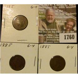 1760 _ (3) 1885 Indian Head Cents. G-4.