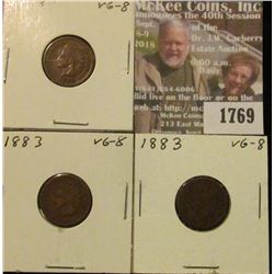 1769 _ (3) 1883 Indian Head Cents. VG-8.