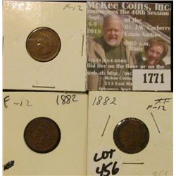 1771 _ (3) 1882 Indian Head Cents. F-12.
