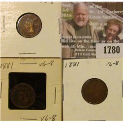 1780 _ (3) 1881 Indian Head Cents. VG-8.
