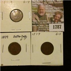 1787 _ (3) 1879 Indian Head Cents, G-4.
