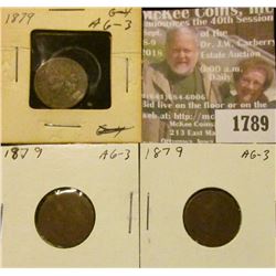 1789 _ (3) 1879 Indian Head Cents, AG-3