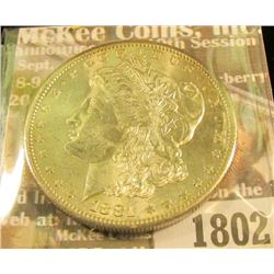 1802 _ 1881 S U.S. Morgan Silver Dollar, Brilliant Uncirculated.
