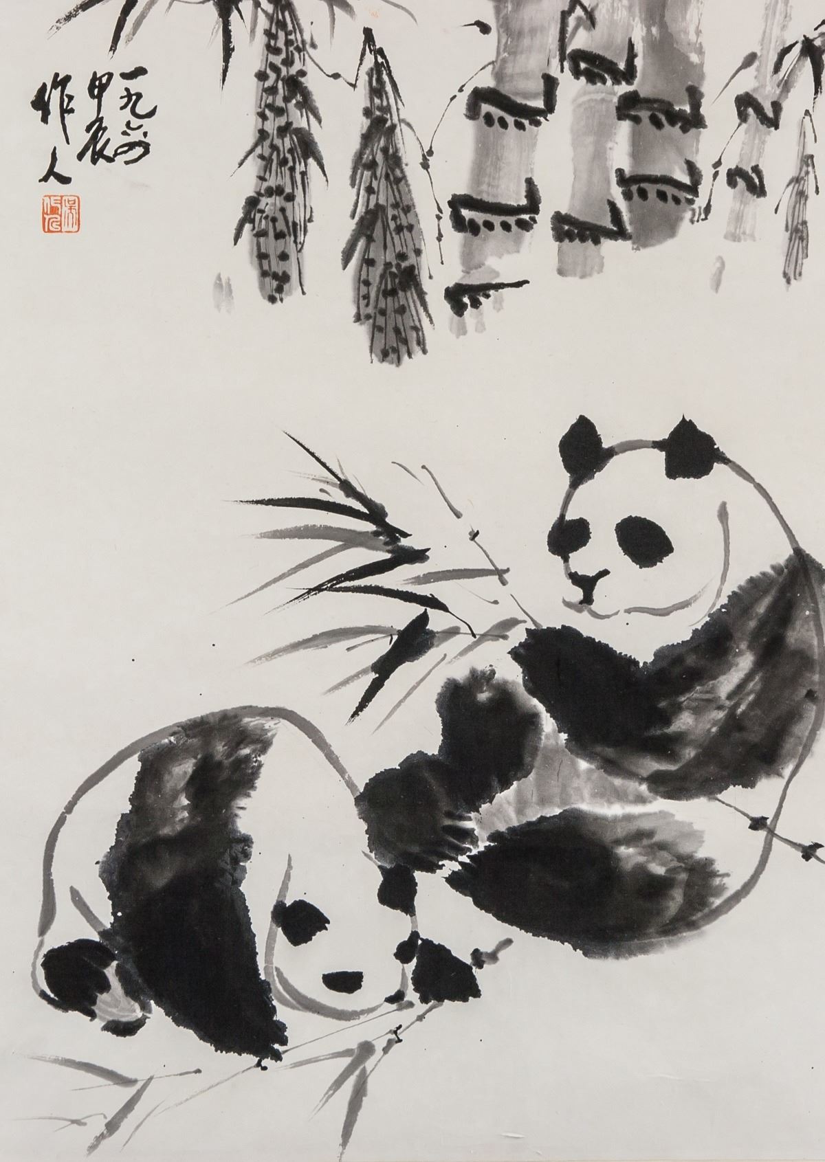 Wu Zuoren Chinese 1908 1997 Ink Panda Paper Roll