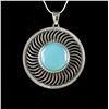 Image 2 : Round Large Stone Silver Necklace