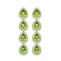 7.46 CTW Peridot & Diamond Halo Earrings 10K Yellow Gold - REF-153K5W - 41167