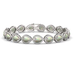 13.19 CTW Opal & Diamond Halo Bracelet 10K White Gold - REF-301F5N - 41105
