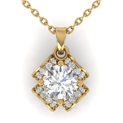 0.95 CTW Certified VS/SI Diamond Art Deco Stud Necklace 14K Yellow Gold - REF-114N5Y - 30281