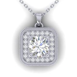 1.32 CTW Certified VS/SI Diamond Art Deco Micro Halo Necklace 14K White Gold - REF-193W3F - 30501