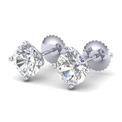 2 CTW VS/SI Diamond Solitaire Art Deco Stud Earrings 18K White Gold - REF-591N2Y - 37304