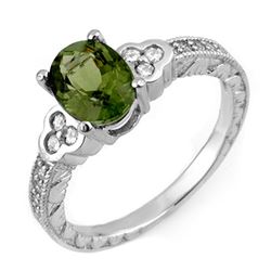 2.27 CTW Green Tourmaline & Diamond Ring 14K White Gold - REF-69Y3K - 11307