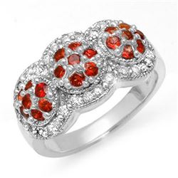 1.50 CTW Red Sapphire & Diamond Ring 14K White Gold - REF-76A2X - 10655