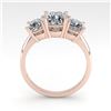 Image 4 : 2.0 CTW Cushion Cut VS/SI Diamond 3 Stone Designer Ring 18K Rose Gold - REF-447W2F - 32474