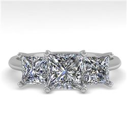 2.0 CTW Princess VS/SI Diamond 3 Stone Designer Ring 14K White Gold - REF-395W8F - 38500