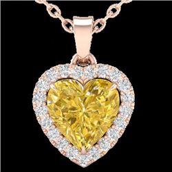 1 CTW Citrine & Micro Pave VS/SI Diamond Heart Necklace Halo 14K Rose Gold - REF-28T4M - 21335