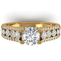 2.55 CTW Certified VS/SI Diamond Art Deco Micro Ring 14K Yellow Gold - REF-431W5F - 30299