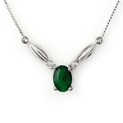 1.30 CTW Emerald & Diamond Necklace 10K White Gold - REF-20A2X - 11633