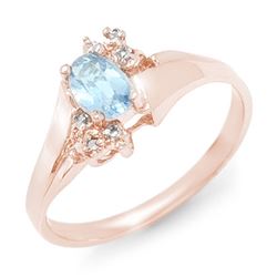 0.52 CTW Blue Topaz & Diamond Ring 10K Rose Gold - REF-14H5A - 12397