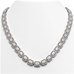 37.69 CTW Opal & Diamond Halo Necklace 10K White Gold - REF-748T4M - 41345