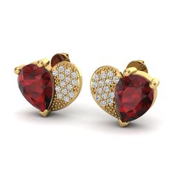2.50 CTW Garnet & Micro Pave VS/SI Diamond Earrings 10K Yellow Gold - REF-30A2X - 20076