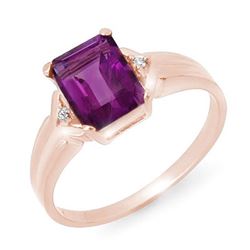 1.47 CTW Amethyst & Diamond Ring 18K Rose Gold - REF-25M5H - 12707