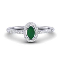 0.56 CTW Emerald & Micro Pave VS/SI Diamond Ring Halo 18K White Gold - REF-31X3T - 21386