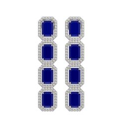 12.33 CTW Sapphire & Diamond Halo Earrings 10K White Gold - REF-158F4N - 41432