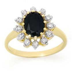 2.04 CTW Blue Sapphire & Diamond Ring 10K Yellow Gold - REF-25X5T - 13290