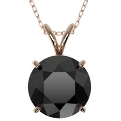 2.50 CTW Fancy Black VS Diamond Solitaire Necklace 10K Rose Gold - REF-55H5A - 33244