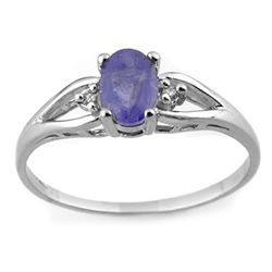 0.77 CTW Tanzanite & Diamond Ring 18K White Gold - REF-22H8A - 11413