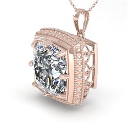 1 CTW VS/SI Cushion Cut Diamond Solitaire Necklace 18K Rose Gold - REF-332H8A - 36005
