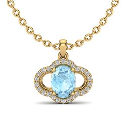 2 CTW Aquamarine & Micro Pave VS/SI Diamond Necklace 10K Yellow Gold - REF-34X8T - 20623