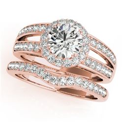 1.91 CTW Certified VS/SI Diamond 2Pc Wedding Set Solitaire Halo 14K Rose Gold - REF-421H6A - 31233