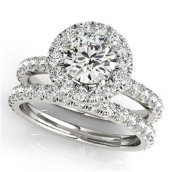 2.04 CTW Certified VS/SI Diamond 2Pc Wedding Set Solitaire Halo 14K White Gold - REF-253X6T - 30750