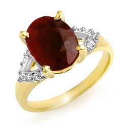5.55 CTW Ruby & Diamond Ring 10K Yellow Gold - REF-40N2Y - 12981