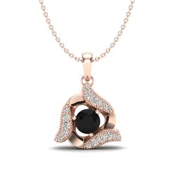 0.46 CTW Black & Micro Pave VS/SI Diamond Halo Necklace 14K Rose Gold - REF-29X8T - 20003